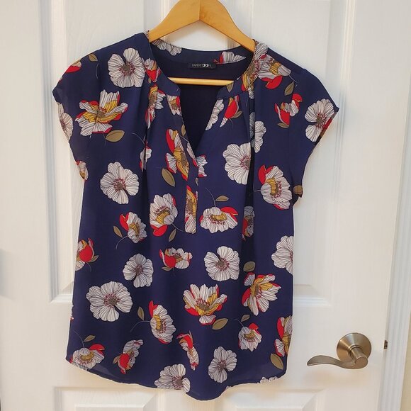 Papermoon Navy Floral Top Size Small - Mixed Material - Picture 2 of 8